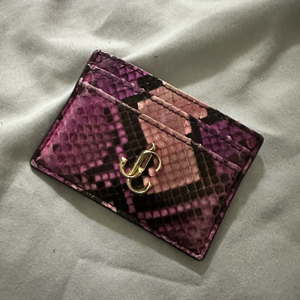 Jimmy Choo Pink and Brown Snakeskin Card Holder